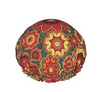 Cappello per capelli con orlo elasticizzato riutilizzabile da donna Ornamento Paisley colorato retrò Cuffia da a impermeabile doppia Cuffia da bagno