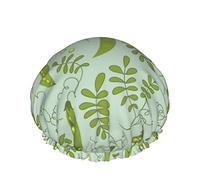 Cappello per capelli con orlo elasticizzato riutilizzabile da donna Piselli verdi L ia doppia cuffia da a impermeabile blu Cuffia da bagno