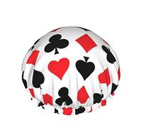 Cappello per capelli con orlo elasticizzato riutilizzabile da donna Poker Red Heart Card Double Cuffia da a impermeabile Cuffia da bagno