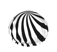 Cappello per capelli con orlo elasticizzato riutilizzabile da donna Rainbow Spin White Black DoubleCuffia da a impermeabile Cuffia da bagno