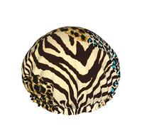 Cappello per capelli con orlo elasticizzato riutilizzabile da donna Stampe di tigre Cuffia da a doppia impermeabile Zebra Cuffia da bagno