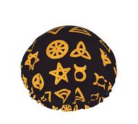 Cappello per capelli con orlo elasticizzato riutilizzabile da donna The Wiccan Traditions Symbols Golden DoubleCuffia da a impermeabile Cuffia da bagno