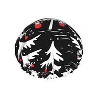 Cappello per capelli riutilizzabile con orlo elasticizzato da donna Albero di Natale regalo nero Cuffia da a impermeabile doppia