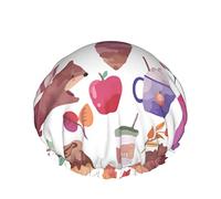 Cappello per capelli riutilizzabile con orlo elasticizzato da donna Autunno Scoiattolo Riccio Doppia Cuffia da a impermeabile Cuffia da bagno