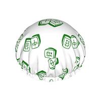 Cappello per capelli riutilizzabile con orlo elasticizzato da donna Cappello da bagno in piastrelle Mahjong cinese con doppia cuffia impermeabile