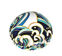 Cappello per capelli riutilizzabile con orlo elasticizzato da donna Cappello giapponese con grandi onde mare Cuffia da a impermeabile doppia