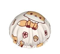 Cappello per capelli riutilizzabile con orlo elasticizzato da donna Cute Kawaii Fox Floral DoubleCuffia per a impermeabile Cuffia da bagno