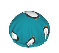 Cappello per capelli riutilizzabile con orlo elasticizzato da donna Divertente simpatico pinguino Blu Doppio Cuffia da a impermeabile Cuffia da bagno