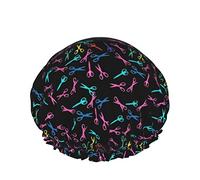 Cappello per capelli riutilizzabile con orlo elasticizzato da donna Forbice da parrucchiere colorata Doppia Cuffia da a impermeabile Cuffia da bagno