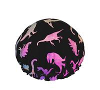 Cappello per capelli riutilizzabile con orlo elasticizzato da donna Fun Dinosaur Rainbow DoubleCuffia da a impermeabile Cuffia da bagno