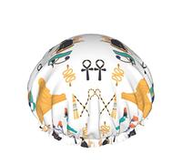Cappello per capelli riutilizzabile con orlo elasticizzato da donna Grande Sfinge Giza Egiziano Ankh Doppio Cuffia da a impermeabile Cuffia da bagno