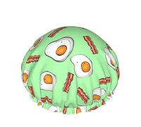 Cappello per capelli riutilizzabile con orlo elasticizzato da donna Kawaii Green Eggs Bacon Double Cuffia da a impermeabile Cuffia da bagno