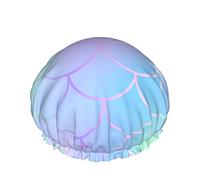 Cappello per capelli riutilizzabile con orlo elasticizzato da donna Magic Mermaid Fishscale Pattern DoubleCuffia da a impermeabile Cuffia da bagno