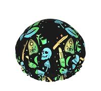 Cappello per capelli riutilizzabile con orlo elasticizzato da donna Pastel Goth Witch Creepy Halloween Double Cuffia da a impermeabile Cuffia da bagno