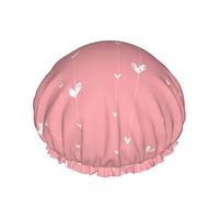 Cappello per capelli riutilizzabile con orlo elasticizzato da donna Pink Love Heart Girl Double Cuffia da a impermeabile Cuffia da bagno