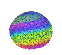 Cappello per capelli riutilizzabile con orlo elasticizzato da donna Rainbow Lgbt Dragon Scale Double Cuffia da a impermeabile Cuffia da bagno