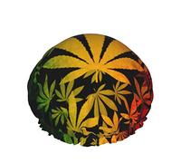 Cappello per capelli riutilizzabile con orlo elasticizzato da donna Rasta Canabis Weed Leaf Double Cuffia da a impermeabile Cuffia da bagno