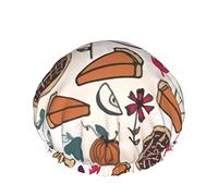 Cappello per capelli riutilizzabile con orlo elasticizzato da donna Ringraziamento Zucca Torta di frutta Doppia Cuffia da a impermeabile Cuffia da bagno