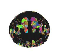 Cappello per capelli riutilizzabile con orlo elasticizzato da donna Simpatico arcobaleno barboncino francese Cuffia da a impermeabile doppia