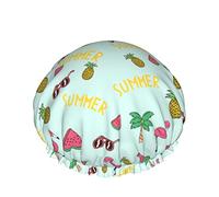 Cappello per capelli riutilizzabile con orlo elasticizzato da donna Summer Flamingo Pine DoubleCuffia da a impermeabile Cuffia da bagno