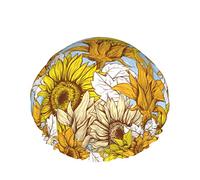 Cappello per capelli riutilizzabile con orlo elasticizzato da donna Summer Floral Sunflower Love Double Cuffia da a impermeabile Cuffia da bagno