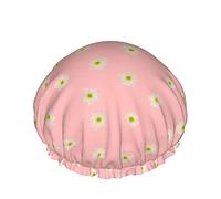 Cappello per capelli riutilizzabile con orlo elasticizzato da donna Summer Pink Daisy Double Cuffia da a impermeabile Cuffia da bagno