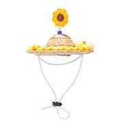 Cappello per la paglia intrecciata per animali domestici regolabili berretto da sole per la decorazione per animali domestici Summer Fashi (S)