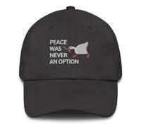 Cappello per papà, Meme Goose with a Knife, Peace was Never an Option, Detto divertente, Regalo per lui, Regalo per il suo papà Cap, grigio scuro, Taglia unica