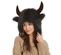 Cappello per paraorecchie cornuto - Cappello di bufalo con corna | Cappelli animali caldi e spessi | Bisonte unico | Cavaliere selvaggio | Divertente accessorio per cosplay, festival e feste a tema