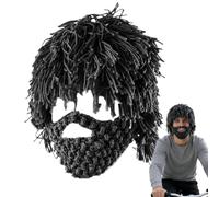 Cappello per parrucca con berretto da barba - Berretto lavorato a maglia, accessorio per parrucca con capelli lisci, design con barba finta, di costumi per il calore invernale | Per uomini don