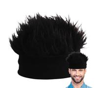 Cappello per parrucca divertente - Cappello per parrucca con cappello lavorato a maglia Hip Hop | Cappello realistico con attaccamento, pile con plettri, berretto per parrucca hip hop a maglia