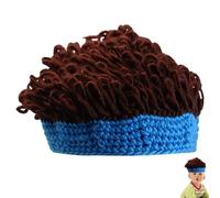 Cappello per parrucca invernale - Cappello in maglia morbida con capelli legati | Cappello per parrucca calda in maglia invernale | Beanie costume per adulti novità | Attrezzature per cosplay e