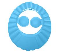 Cappello per shampoo per bambini Scudo per lavaggio dei capelli regolabile impermeabile in silicone per neonati bagno e taglio di capelli Rosa Giallo Blu. (Blu)