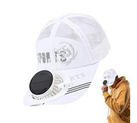 Cappello per ventilatore solare - Cappello parasole cappello protezione solare | Cappellino da baseball con ventola di raffreddamento a pannello solare estivo a 3 velocità di vento, bianco