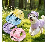 Cappello personalizzabile per cani con fori per le orecchie, cappello da sole carino e personalizzato antivento, design con orecchie esposte, anti-perdita di pelo, protezione solare regolabile, adatto