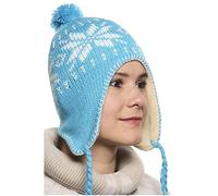 Cappello peruviano Chullo Ch'ullu con pompon, unisex, da uomo/donna, colori a scelta, Blu 2., Taglia unica