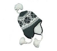 Cappello peruviano, foderato, in peluche, molto caldo, 100% acrilico, taglia unica, circa 58 cm, fodera Chullo, invernale, caldo, pompon, per donna e uomo, unisex, Rif: 2805, grigio., Taglia unica