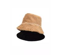 cappello pescatore bucket da donna pile pelliccia sintetica beige perle c168