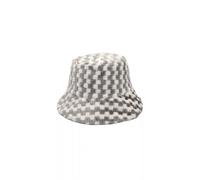 cappello pescatore bucket da donna pile pelliccia sintetica grigio bianco C193