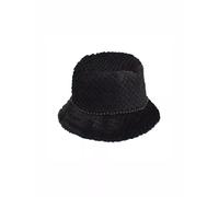 cappello pescatore bucket da donna pile pelliccia sintetica nero perle c168