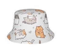 Cappello Pescatore da Sole Cute Kawaii Cats Portatile Bucket Hat Traspirante Cappello A Secchiello per Piscina Spiaggia Viaggio
