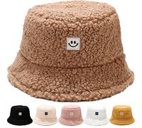 Cappello Pescatore Invernale Cappello da Pescatore Peloso Donna Invernali Caldo Soffici Sfocato Peluche Cappello in Pelliccia Sintetica Bucket Hat Fluffy Cappellino Pescatore in Peluche Caldo (Cachi)