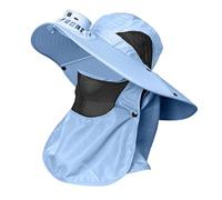 Cappello Pescatore Uomo, Cappello Pescatore Tesa Larga Uomo Donne con Ventilatore Solare, Cappelli Trekking Estivo Hat da Sole Impermeabile per Safari Campeggio Escursionismo Pesca Blu