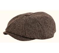 Cappello Piatto In Tweed Newsboy 'Shelby' Brown Con Bottone Di Gamble & Gunn