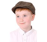 Cappello piatto per bambini - Confezione da 1 - Cappello marrone con motivo a spina di pesce, accessorio per costume da ragazzo e ragazza per la scuola vittoriana