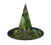Cappello pieghevole a tesa larga con stampa di due pappagalli su palma verde, adatto per cosplay, feste in maschera e carnevale, 1 pezzo