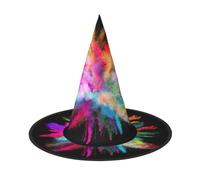 Cappello pieghevole a tesa larga per Halloween, con stampa a colori esplosivi, adatto per cosplay, feste in maschera e carnevale, 1 pezzo