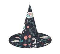 Cappello pieghevole a tesa larga per Halloween, con stampa di cigni floreali, adatto per cosplay, feste in maschera e carnevale, 1 pezzo