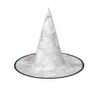 Cappello pieghevole a tesa larga per Halloween, con stampa in marmo bianco e oro rosa, adatto per cosplay, feste in maschera e carnevale, 1 pezzo