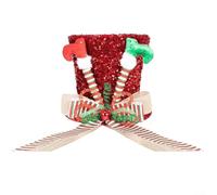 Cappello pieghevole per albero di Natale, 25,4 cm, in acciaio | Materiale morbido cotone, colori festivi rosso verde, molla in acciaio inox, uso di lunga durata